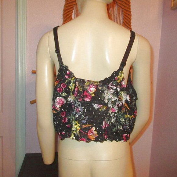 Torrid Curve Mesh Lace Bralette Size 4X No Wire Crop Top Dark Floral Whimsigoth - Picture 8 of 13